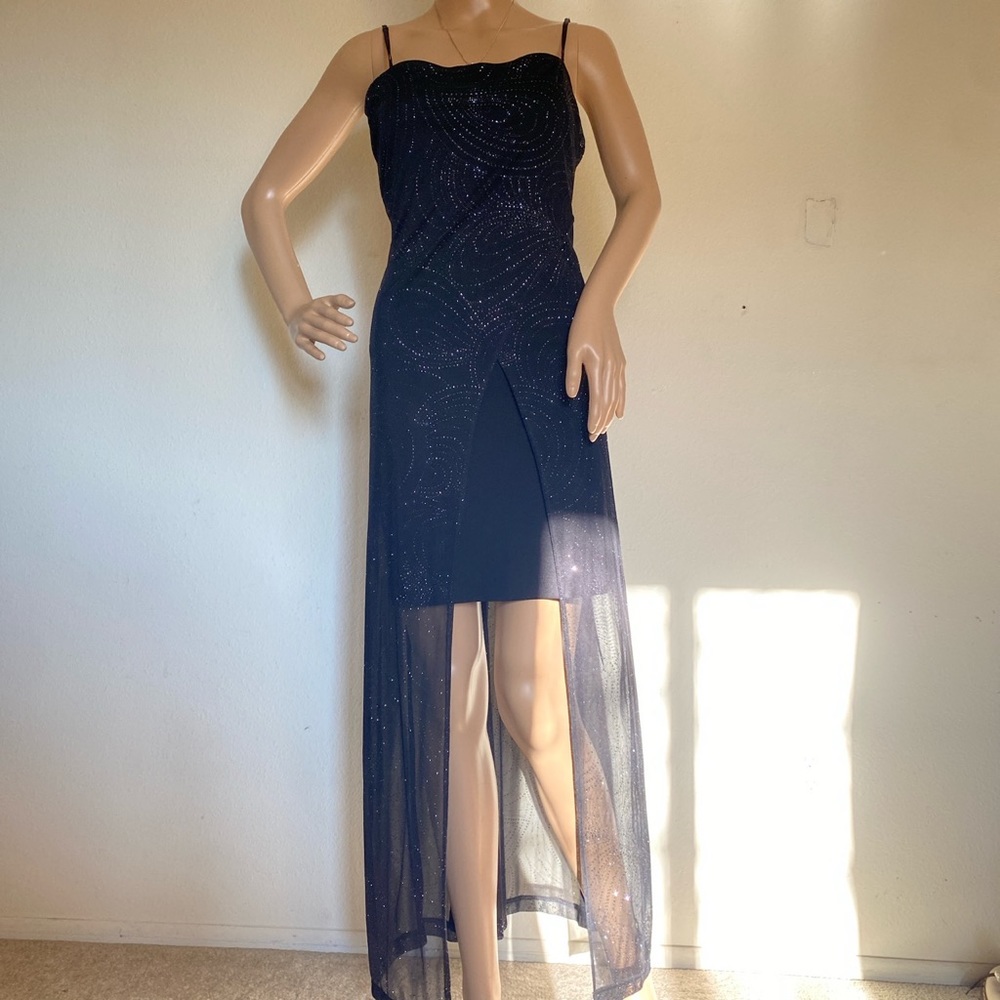 Y2k black sparkle mesh overlay dress by Next Up size large